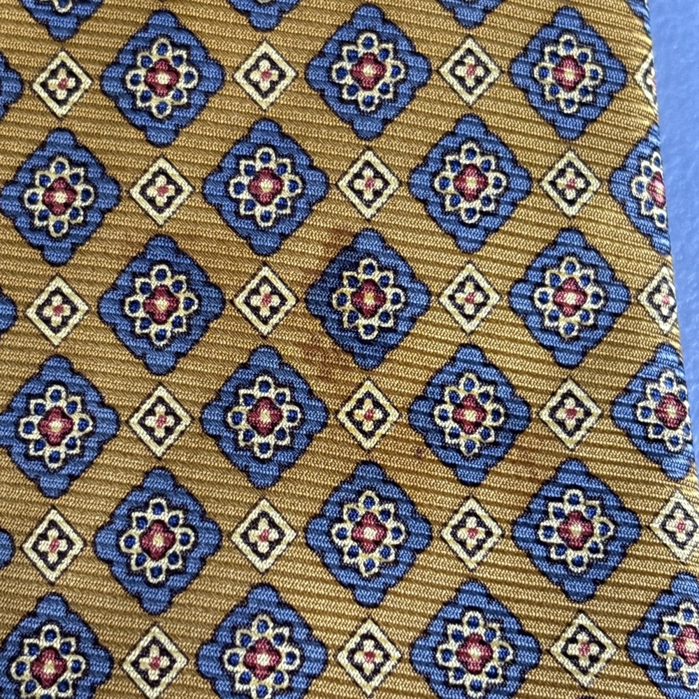Lands End Neck Tie 57" Long Silk Gold Geometric Career USA - Picture 4 of 7